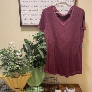 Peruvian Connection Burgundy V-Neck Top